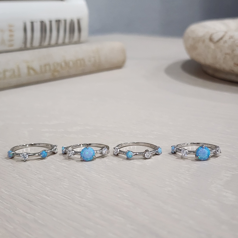 Opal silver stackable rings - Picture 3 of 3